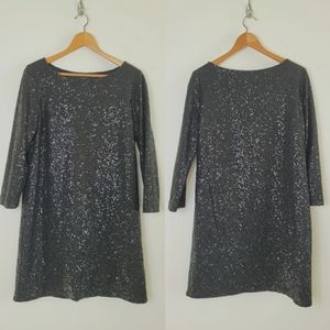 Tahari Cocktail Mini T-Shirt A-Line Sequin Dress